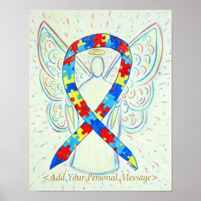 Skriv ut "Pusle Awareness Ribbon Guardian Angel Ar Poster (Framsidan)