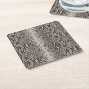 Skriv ut Python Snake Skin Animal Underlägg Papper Kvadrat