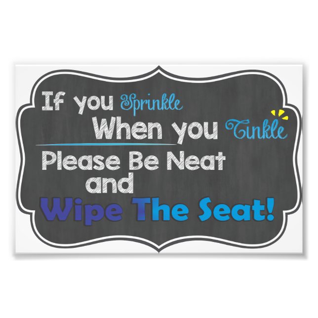 Skriv ut Quirky Toilet Regler Etiquette Chalkboard Fototryck (Framsidan)