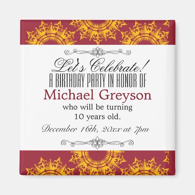 Skriv ut Red and Gult Royalty Magnet (Framsidan)