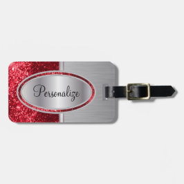 Skriv ut Red Glitter och Metall Brush Steel Bagagebricka