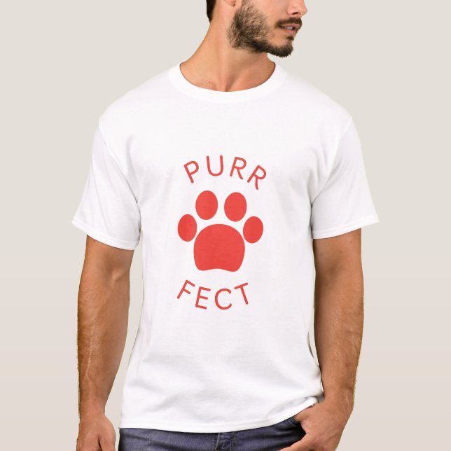 Skriv ut Red Purr Paw-Perfekt för katt T Shirt (Framsida)