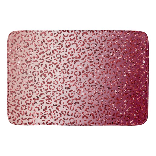Skriv ut Red  Rosa Glitter Gnistra  Leopard Skriv  Badrumsmatta (Framsidan)