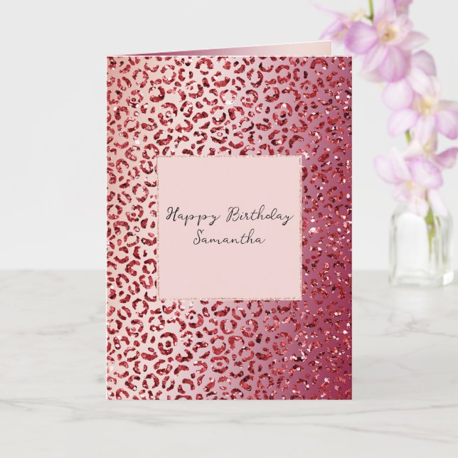 Skriv ut Red  Rosa Glitter Gnistra  Leopard Skriv  Kort (Orkide)