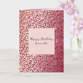 Skriv ut Red Rosa Glitter Gnistra Leopard Skriv Kort