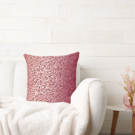 Skriv ut Red Rosa Glitter Gnistra Leopard Skriv Kudde