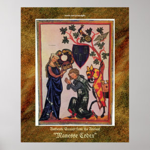 Skriv ut Religiösa av teckentabell för Manesse Cod Poster
