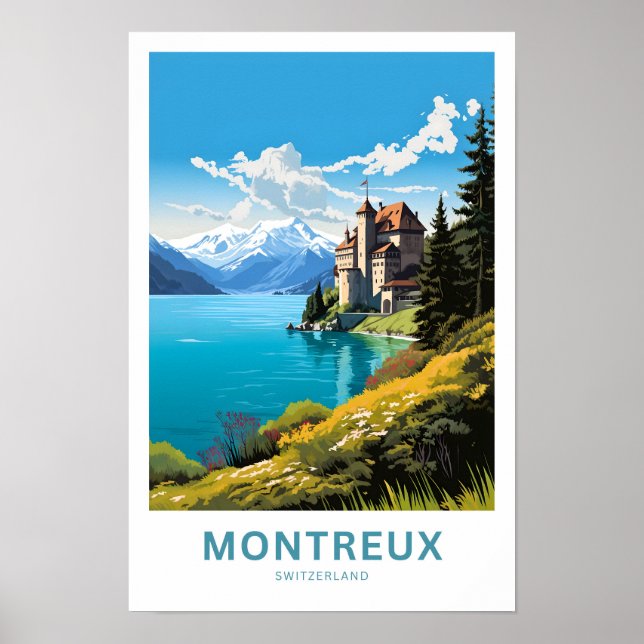 Skriv ut resan i Montreux Schweiz Poster (Framsidan)