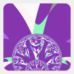Skriv ut Retro Blue Cyan Kaleidoscope Art Fyrkantigt Klistermärke