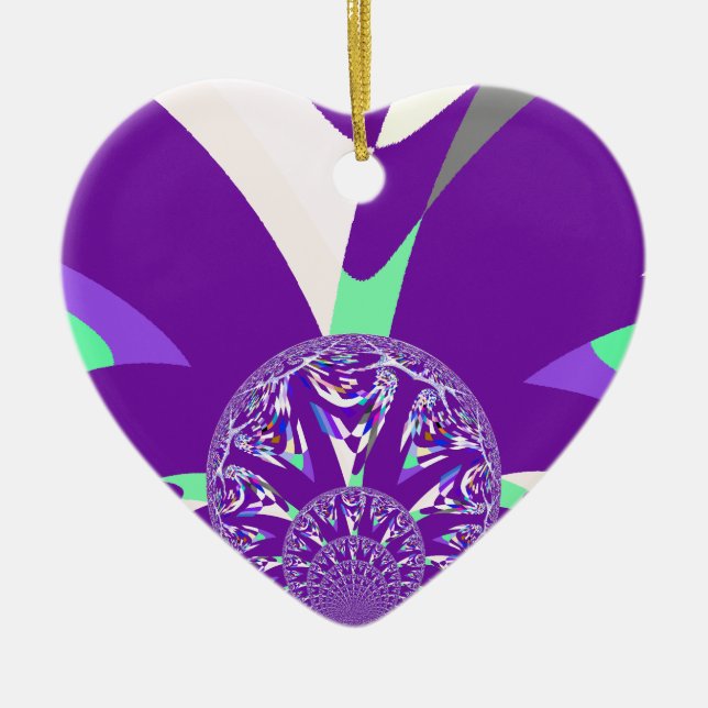 Skriv ut Retro Blue Cyan Kaleidoscope Art Julgransprydnad Keramik (Framsidan)