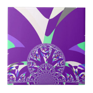 Skriv ut Retro Blue Cyan Kaleidoscope Art Kakelplatta