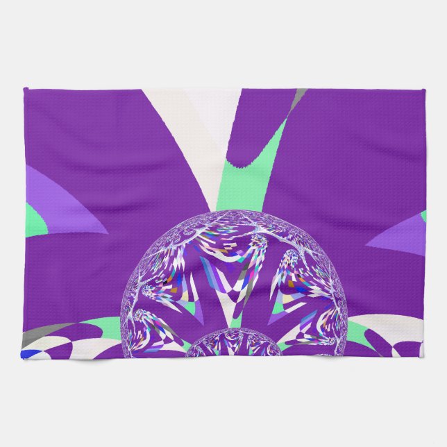 Skriv ut Retro Blue Cyan Kaleidoscope Art Kökshandduk (Horisontell)