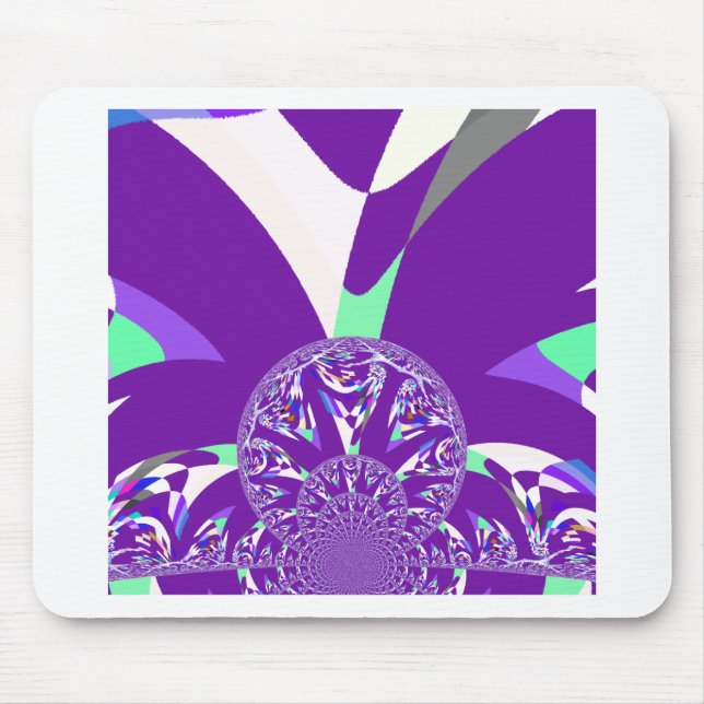 Skriv ut Retro Blue Cyan Kaleidoscope Art Musmatta (Framsidan)