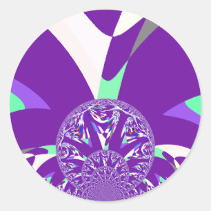 Skriv ut Retro Blue Cyan Kaleidoscope Art Runt Klistermärke
