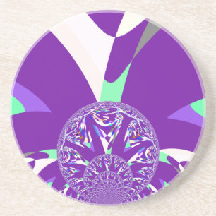 Skriv ut Retro Blue Cyan Kaleidoscope Art Underlägg Sandsten