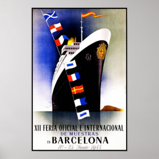 Skriv ut Retro Vintage bild Travel Barcelona-Frakt Poster