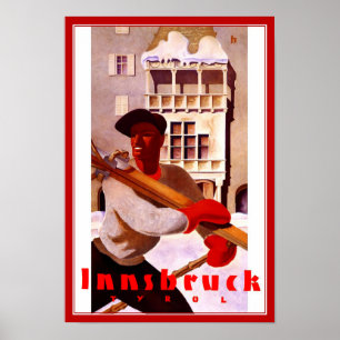 Skriv ut Retro Vintage bild Travel Innsbruck Ski Poster