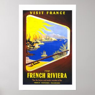 Skriv ut Retro Vintage bild Travel Riviera Frankri Poster