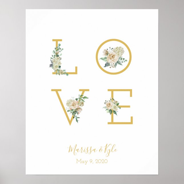 Skriv ut Ro Garden KÄRLEK Bröllop Poster (Framsidan)