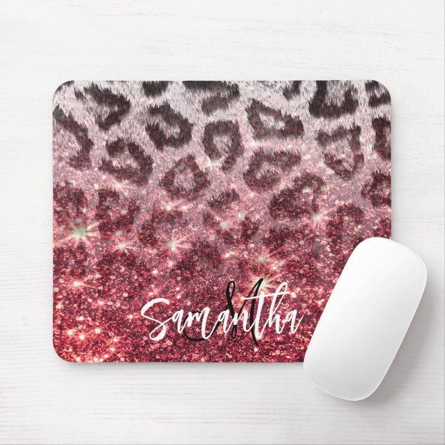 Skriv ut ro Glitter och leopard Musmatta (Med mus)