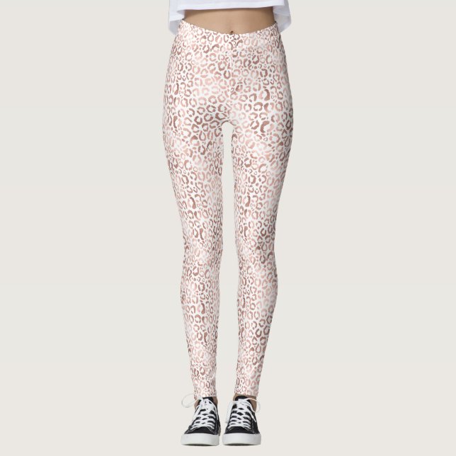 Skriv ut ro Guld Leopard Leggings (Framsida)
