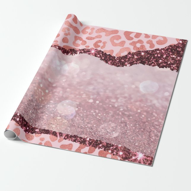 Skriv ut ro Guld Leopard Presentpapper (Utrullad)