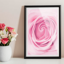 Skriv ut ro, ro väggkonst, Rosa blomsterutskrift P