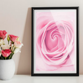 Skriv ut ro, ro väggkonst, Rosa blomsterutskrift P Poster