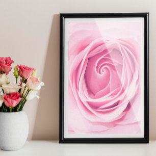Skriv ut ro, ro väggkonst, Rosa blomsterutskrift P Poster