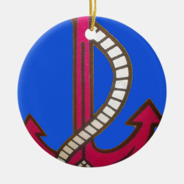 Skriv ut röd anchor-bild julgransprydnad keramik (Framsidan)