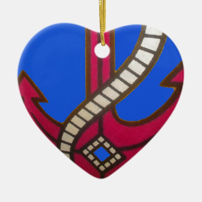 Skriv ut röd anchor-bild julgransprydnad keramik (Framsidan)