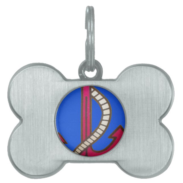 Skriv ut röd anchor-bild namnbricka husdjur (Framsidan)