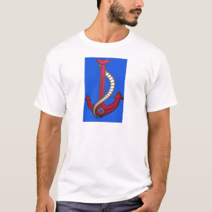 Skriv ut röd anchor-bild tee shirt