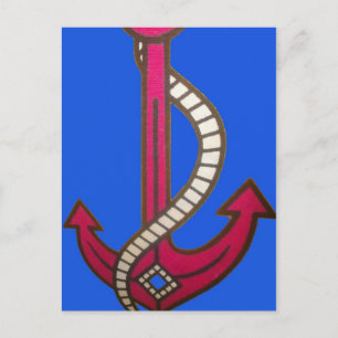 Skriv ut röd anchor-bild vykort