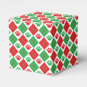 Skriv ut röd och Grönt Argyle Paw Presentaskar