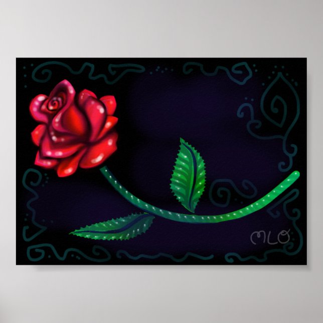 Skriv ut röd ros Romantik Poster (Framsidan)