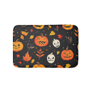 Skriv ut roligt Halloween Pumpkin och Löv Badrumsmatta