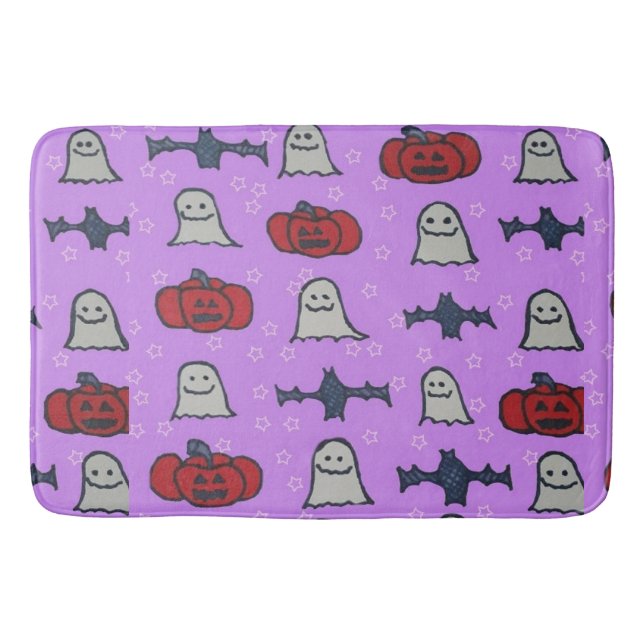Skriv ut Roligten lila Halloween Badrumsmatta (Framsidan)