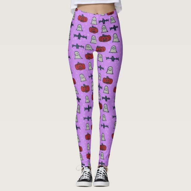 Skriv ut Roligten lila Halloween Leggings (Framsida)