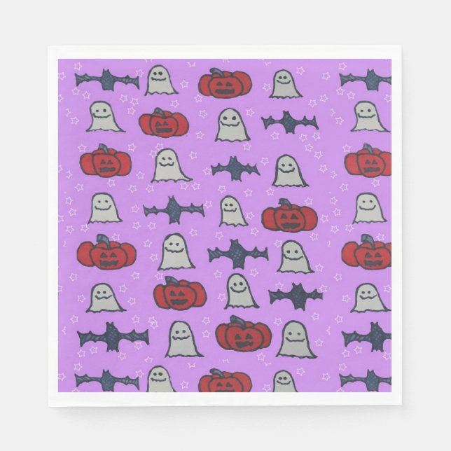 Skriv ut Roligten lila Halloween Pappersservett (Framsidan)