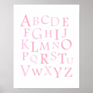 Skriv ut rosa ABC Nursery Typography Poster
