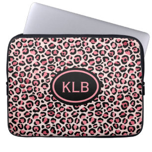 Skriv ut Rosa Black Leopard Animal Laptop Fodral