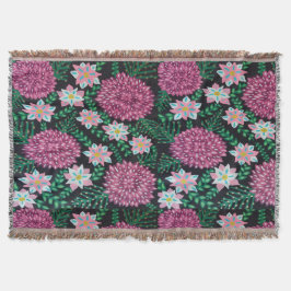 Skriv ut rosa Blommigt Filt