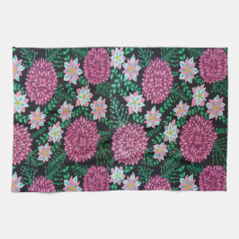 Skriv ut rosa Blommigt Kökshandduk