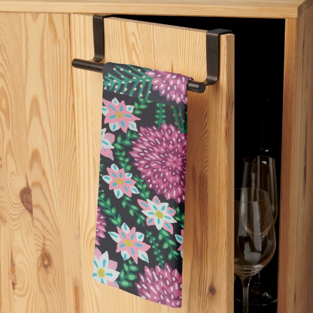 Skriv ut rosa Blommigt Kökshandduk (Thirds Fold)