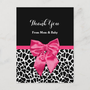 Skriv ut Rosa Bow för Cute Baby Tack Girly Giraffe Vykort
