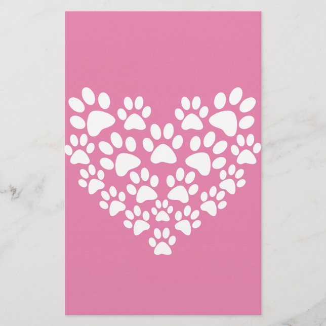 Skriv ut Rosa för Cute Heart Brevpapper (Framsida)