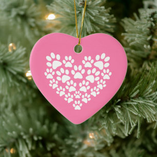 Skriv ut Rosa för Cute Heart Julgransprydnad Keramik