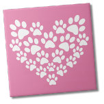 Skriv ut Rosa för Cute Heart Kakelplatta<br><div class="desc">Den här snygga utskriften med sin ljusa bakgrund och det vita tass avtryck som bildar en hjärtform är ett mångsidigt och charmerande tillägg för djurälskare i olika inställningar. Perfekt för att uttrycka kärlek för hårigets vänner. Den här utskriften kan smidigt övergå till flera program. Vare sig det ingår i dekorationer...</div>