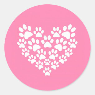 Skriv ut Rosa för Cute Heart Runt Klistermärke